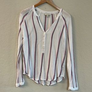 Lucky Brand Red Boho  White and blue Long Sleeve Shirt
